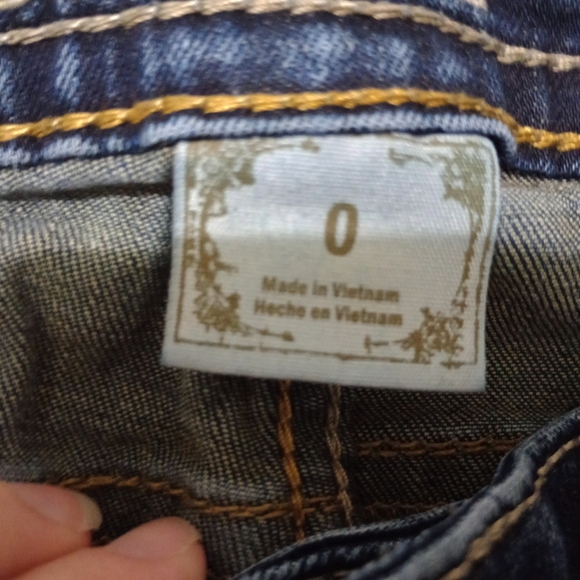 Decree Bootcut Jeans Women's 0 Blue Low Rise Medium Wash Cotton Distressed - Picture 8 of 12